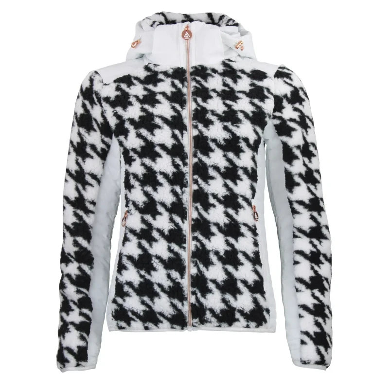 Image of Womens zip-up two-tone hooded fleece with chest badge Peak Mountain Blanc Female 2XL