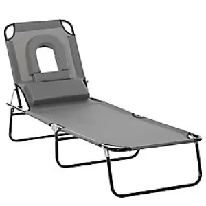 Image of Outsunny Sun Lounger 84B-002CG Steel, Oxford Dark Grey