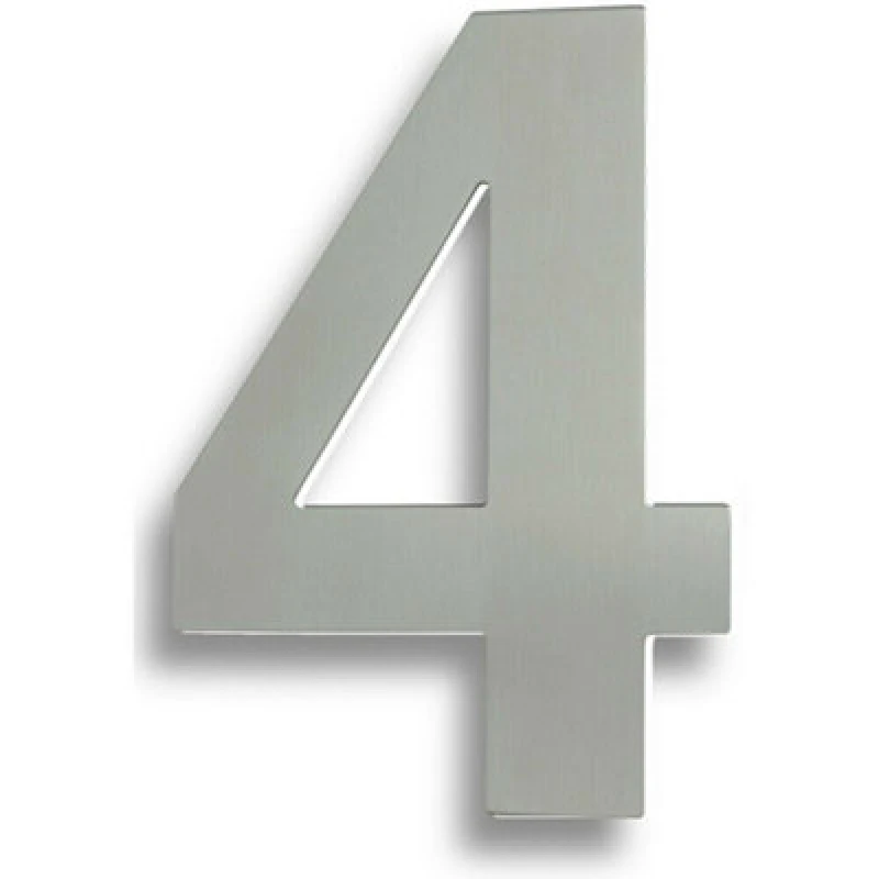 Image of Loops 178mm Front Door Numerals '4' 135mm Fixing Centres Satin Stainless Steel Metallics