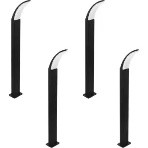 Image of 4 PACK IP44 Outdoor Bollard Light Black Aluminium 11W LED Lamp Post