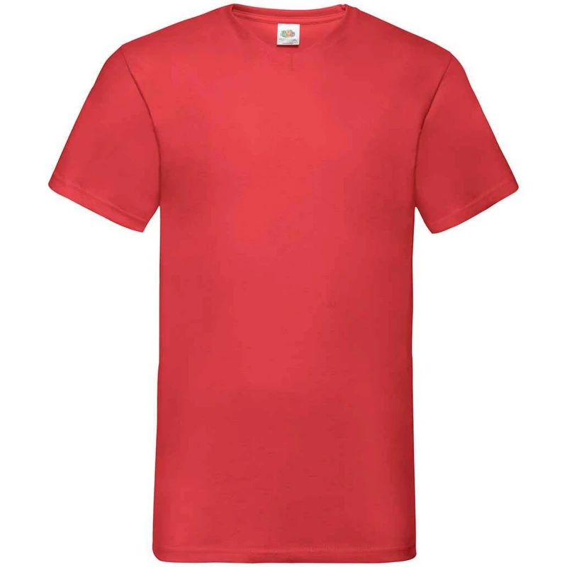Image of Fruit Of The Loom Fruit of the Loom Men Value V Neck T-Shirt in Red Size: Small Red S Male 5063527305343