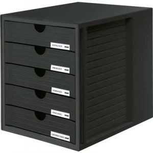 Image of HAN SYSTEMBOX 1450-13 Desk drawer box Black A4, C4 No. of drawers: 5