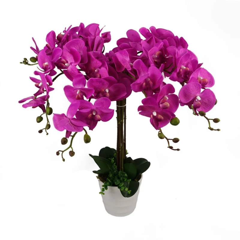 Image of Leaf Artificial Deluxe Bush Orchid Pink 85cm Bush Orchid Lots of Flowers Botanik Dark Pink