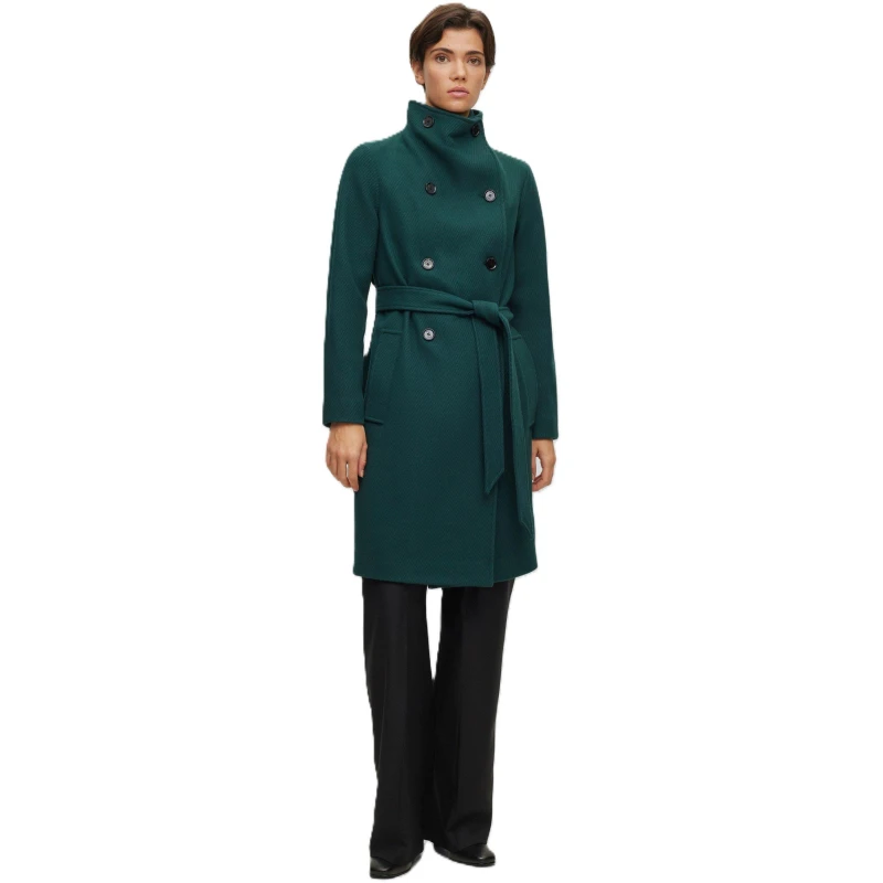 Image of Boss Womens BOSS Structured Designer Overcoat Dark Green female 4 (XXS)
