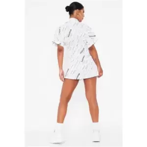 Image of I Saw It First Hot Print Short Sleeve Shirt Dress - White