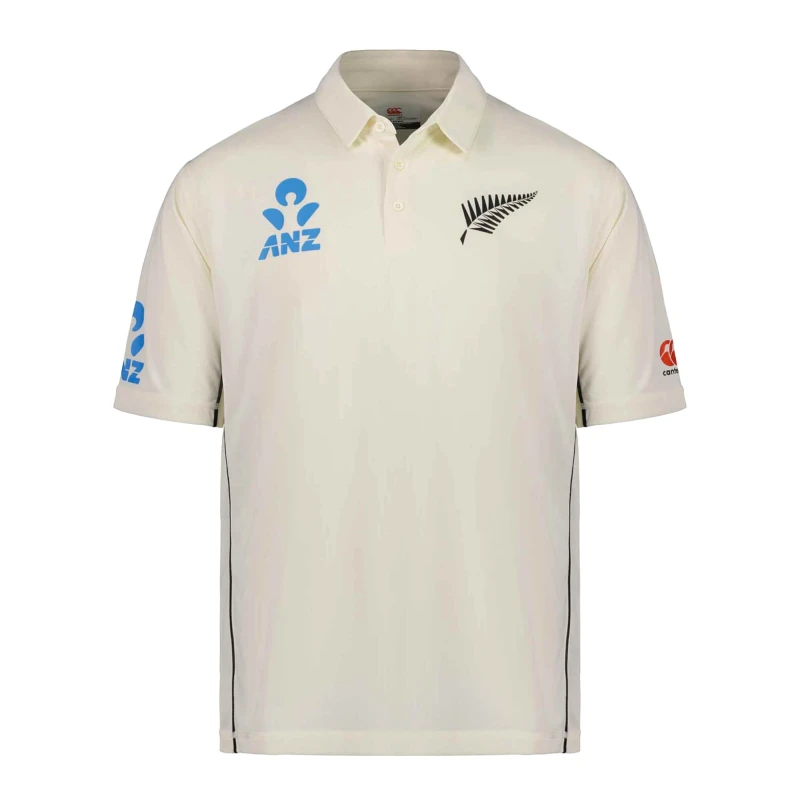 Image of Canterbury Canterbury Men New Zealand Black Caps Cricket Polo Shirt in Cream Size: Small Cream S Male 5063806451501