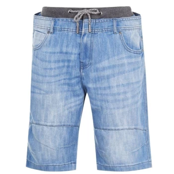 Image of No Fear Double Waist Denim Shorts - Light Wash