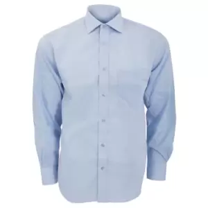Image of Kustom Kit Mens Premium Non Iron Long Sleeve Shirt (15.5inch) (Light Blue)