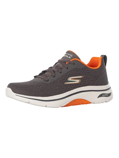 Image of Skechers Go Walk Arch Fit 2.0 Idyllic 2 Trainers Charcoal/Orange 7 UK