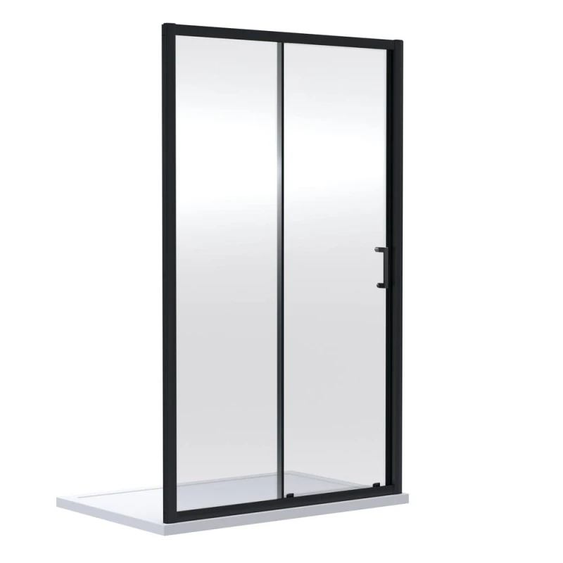 Image of Balterley 6mm Toughened Safety Glass Sliding Shower Door 1900 x 1000mm Black Unisex