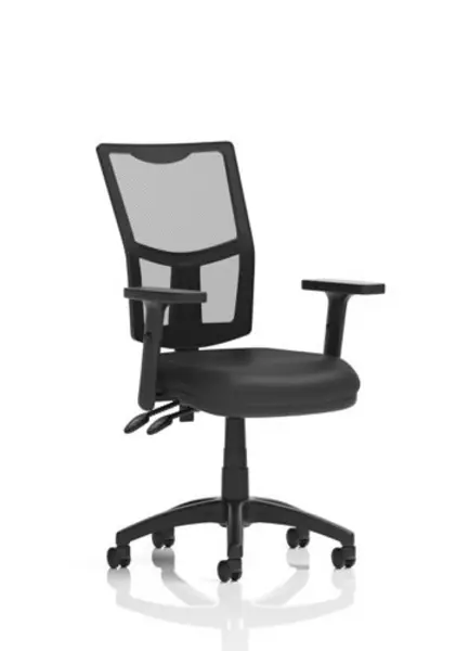 Image of Eclipse Eclipse Plus II Lever Task Operator Chair Mesh Back With Black Bonded Leather Seat With Height Adjustable Arms DE02MVINYLBLKHA