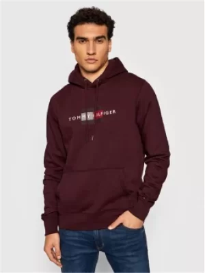 Image of TOMMY HILFIGER LINES LOGO HOODIE BURGUNDY