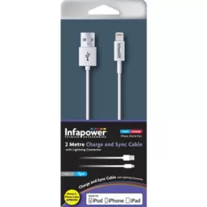 Image of Infapower Infrapower Apple Lightning To USB 2.0 Cable 2M - White