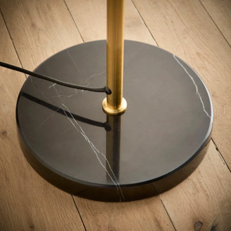 Image of K Living Carter 2 Light Ribbed Glass Brass Floor Lamp