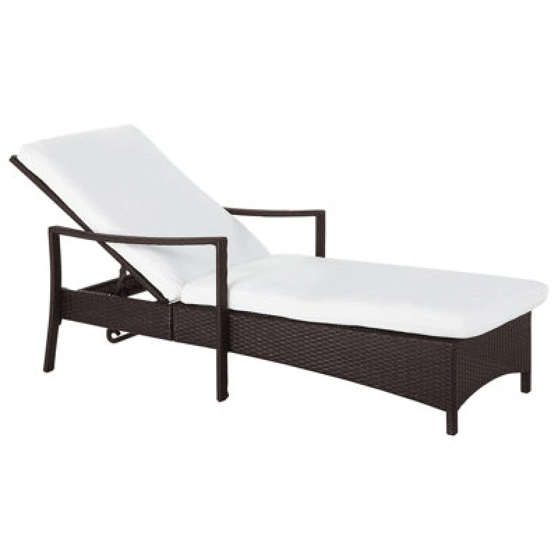Image of Beliani Sun Lounger With Cushion Vasto Reclining Pe Rattan Brown