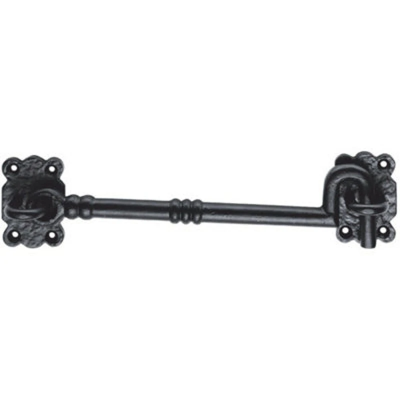 Image of Loops Ornate Cabin Hook & Eye Black Antique Hammered 102mm Arm Cabinet Lock Black