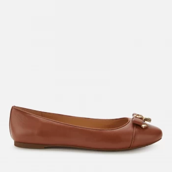 Image of Michael Kors Womens Alice Leather Ballet Flats - Luggage - UK 6/US 9
