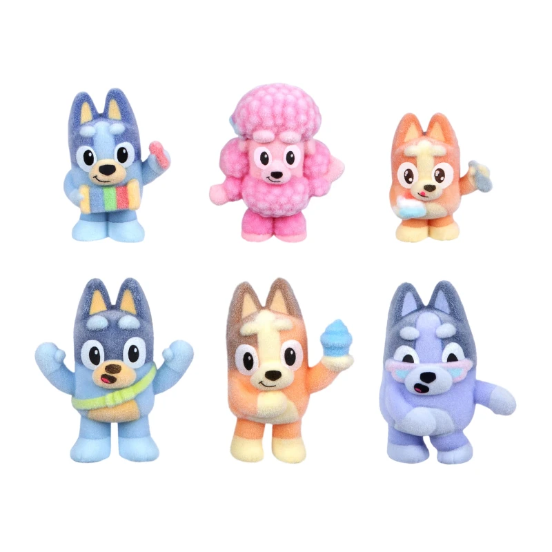 Image of Bluey Fuzzies Deluxe figuurpakket met 6 speciaal verzamelbare minifiguren. Incl. 2 verrassingsfiguren (blind pack) ruilkaart en verzamelgids. 80 om t