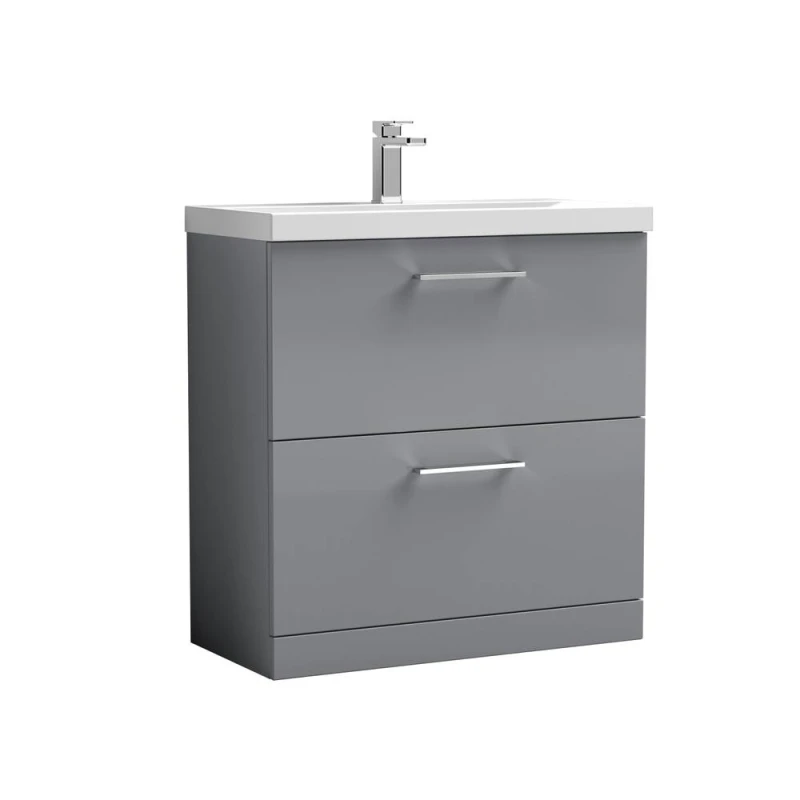 Image of Balterley Bathroom 2 Soft Close Drawer, Floor Vanity Unit, Grey, 800mm in Grey Grey Unisex