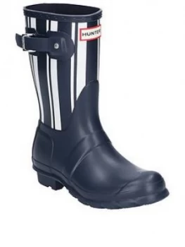 Image of Hunter Hunter Original Garden Stripe Welly Boot, Navy/White, Size 6, Women