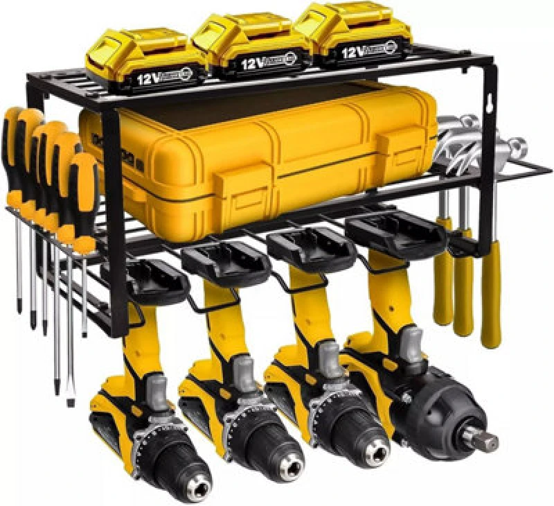 Image of Dyzi Power Tool Organizer Wall Mount Alloy Steel Black Storage Rack Black