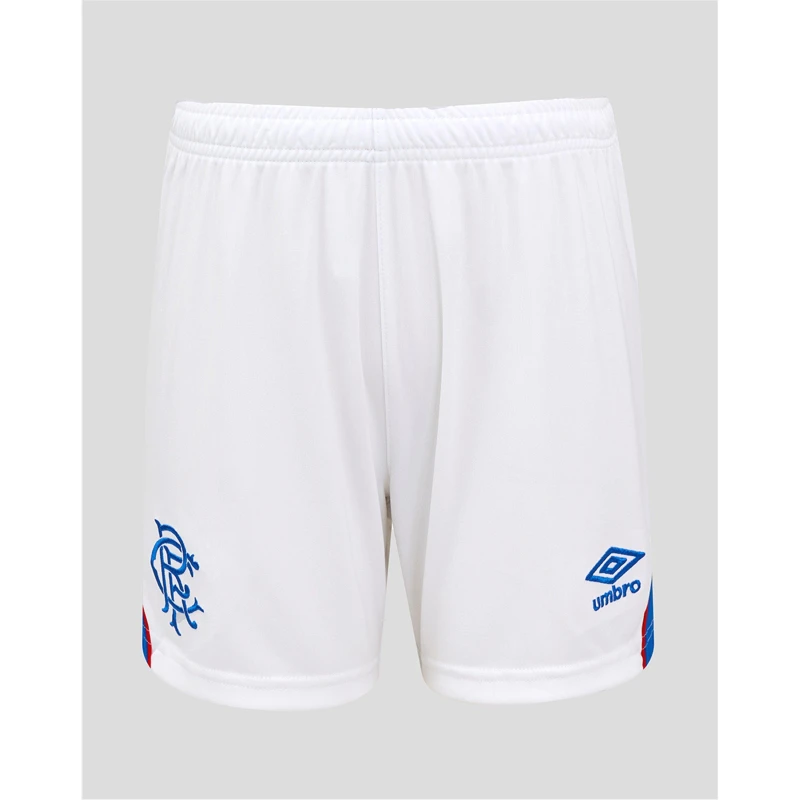 Image of Umbro Rangers Home Shorts 2025 2026 Juniors White/Blue male 11-12 (L)