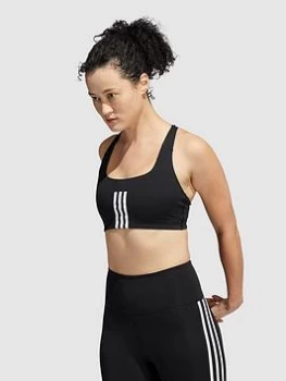 Image of adidas Train 3 Stripes Bra (Medium Support) - Black, Size S, Women