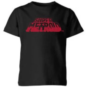 Image of Nintendo Super Metroid Retro Logo Kid's T-Shirt - Black - 3-4 Years