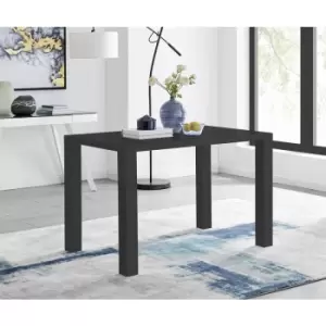Image of Furniturebox Pivero Rectangular 4 Seater Black High Gloss Dining Table for Simple Elegant Minimalist Industrial Style Dining Room