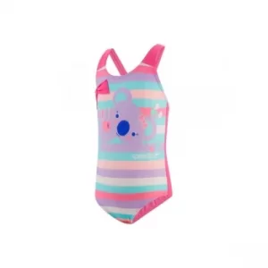 Image of Speedo Koko Koala Crossback Swimsuit Infants 2 Years Pink/Blue/Purple