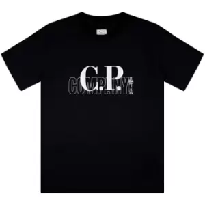 Image of CP COMPANY Junior Logo T-Shirt - Black
