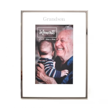 Image of Moments Silver with Mount Photo Frame 4" x 6" - Grandson