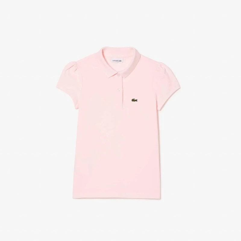 Image of Lacoste Scalloped Collar Mini Piqu Polo Shirt - Pink Pink 6