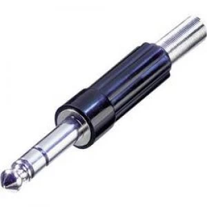 Image of 6.35mm audio jack Plug straight Number of pins 3 Stereo Silver Black Rean AV NYS 204