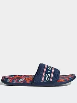 Image of adidas Adilette Comfort Slides, Blue, Size 6, Women