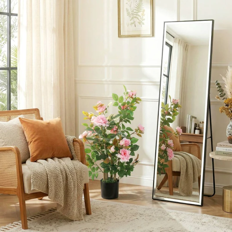 Image of HOMCOM 90cm Artificial Rose Tree with 344 Silk Leaves & 17 Flowers in Pink Pink Unisex