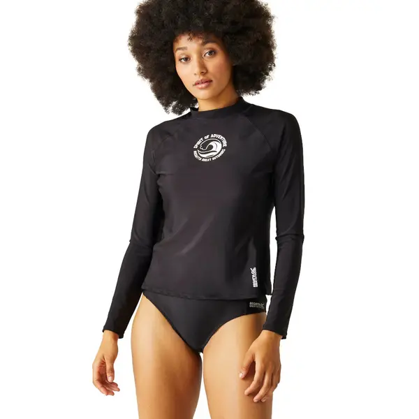 Image of Regatta Womens Long Sleeve Rash Vest Top 12 - Bust 36' (92cm) Black RWM036-800-12