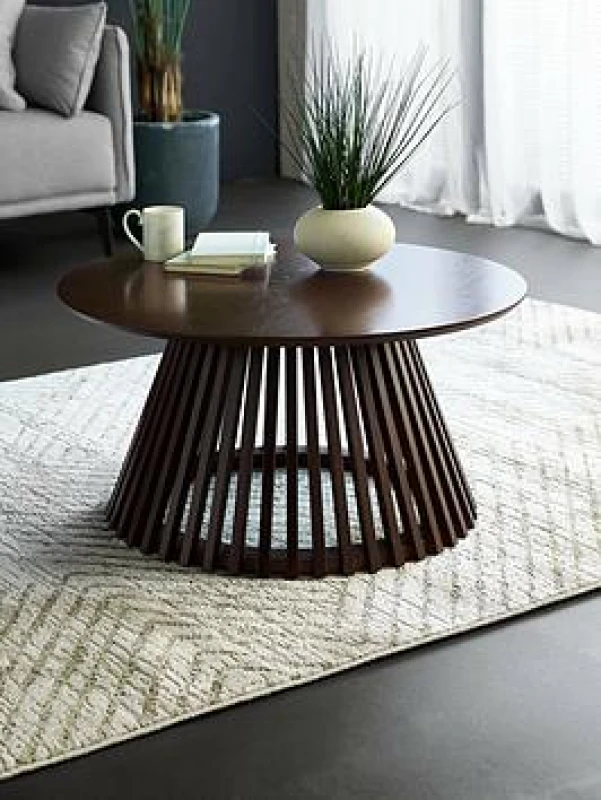 Image of SO'HOME Osric Round Dark Oak Slatted Coffee Table dark oak wood ONE SIZE