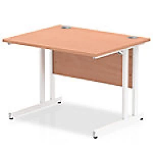 Image of Impulse 1000/800 Rectangle White Cantilever Leg Desk Beech