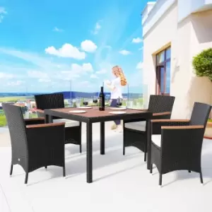 Image of 4 Seat Rattan Garden Dining Set Korfu Black