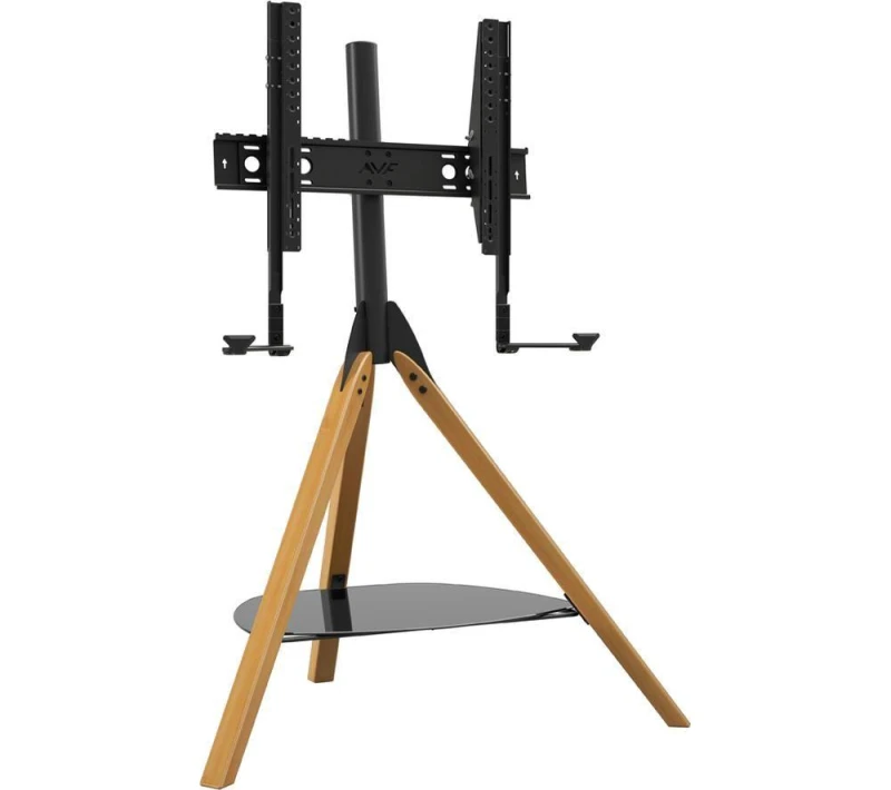 Image of AVF Hoxton FSLK1001HOXLWB Tripod TV Stand with Bracket - Light Wood, Brown 5014117980211