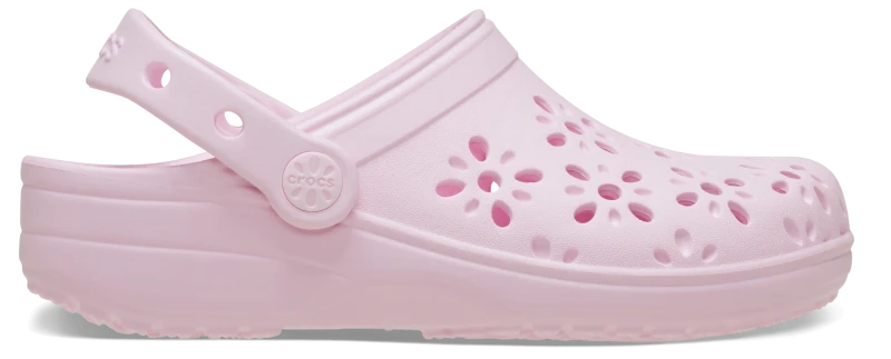 Image of Crocs Kids Classic Floral Cut-Out Clogs Pink Milk J5