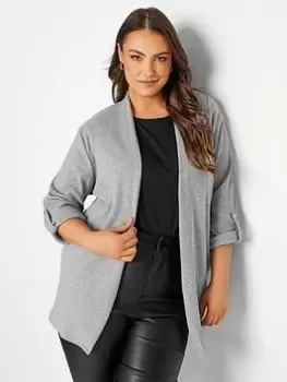 Image of Yours Tab Detail Ribbed Cardigan - Grey, Size 18, Women