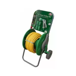 Image of Assembled 25m Reinforced Garden Hose Pipe Trolley Set