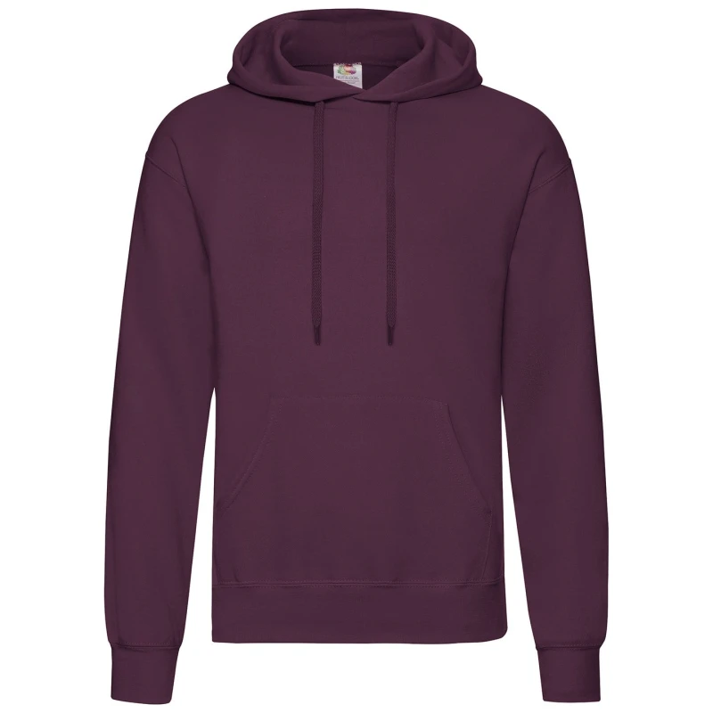 Image of Fruit of the Loom Mens Classic Hooded Sweatshirt in Burgundy Size: Small Burgundy Male S