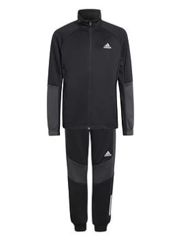 Image of adidas Junior Boys XFG Aeroready Tracksuit - Black/Grey, Size 7-8 Years