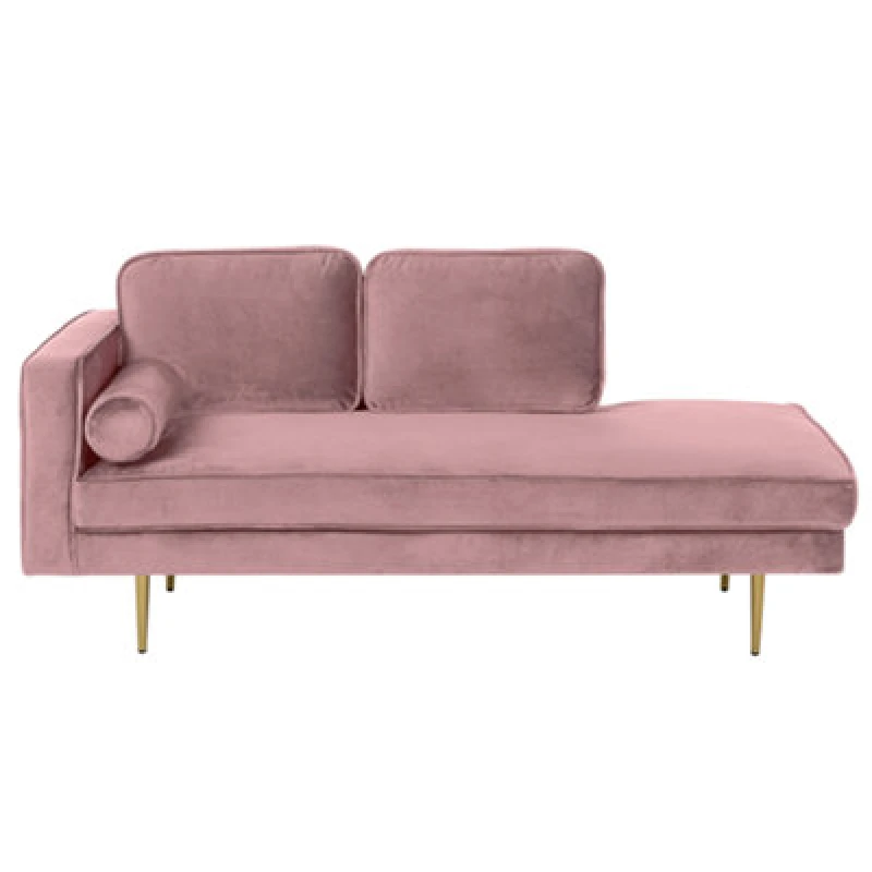 Image of Beliani Left-Hand Chaise Lounge Miramas Velvet Pink