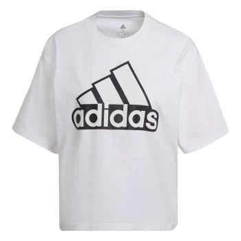 Image of adidas Essentials Logo Boxy T-Shirt Womens - White / White