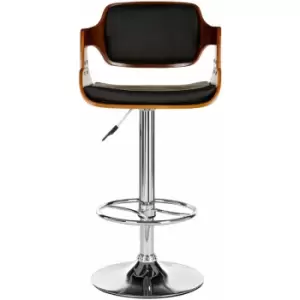 Image of Black Leather Effect Stool with Rectangular Back - Premier Housewares