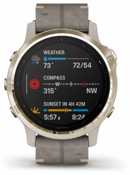 Image of Garmin Fenix 6S Pro Sapphire Light Gold with Shale Suede Watch
